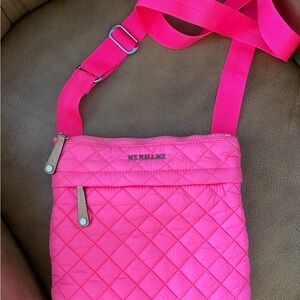 MZ Wallace Neon Pink Flat Metro Crossbody and Dust Bag